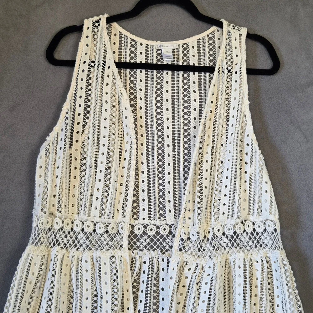 Cato Long Sleeveless Lace Vest Women's XL Boho Layering Ruffle Cottagecore